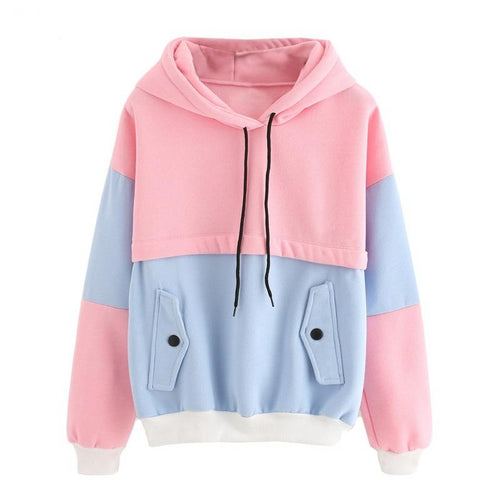 Pink and Blue Pullovers Women Sweatshirt 2019